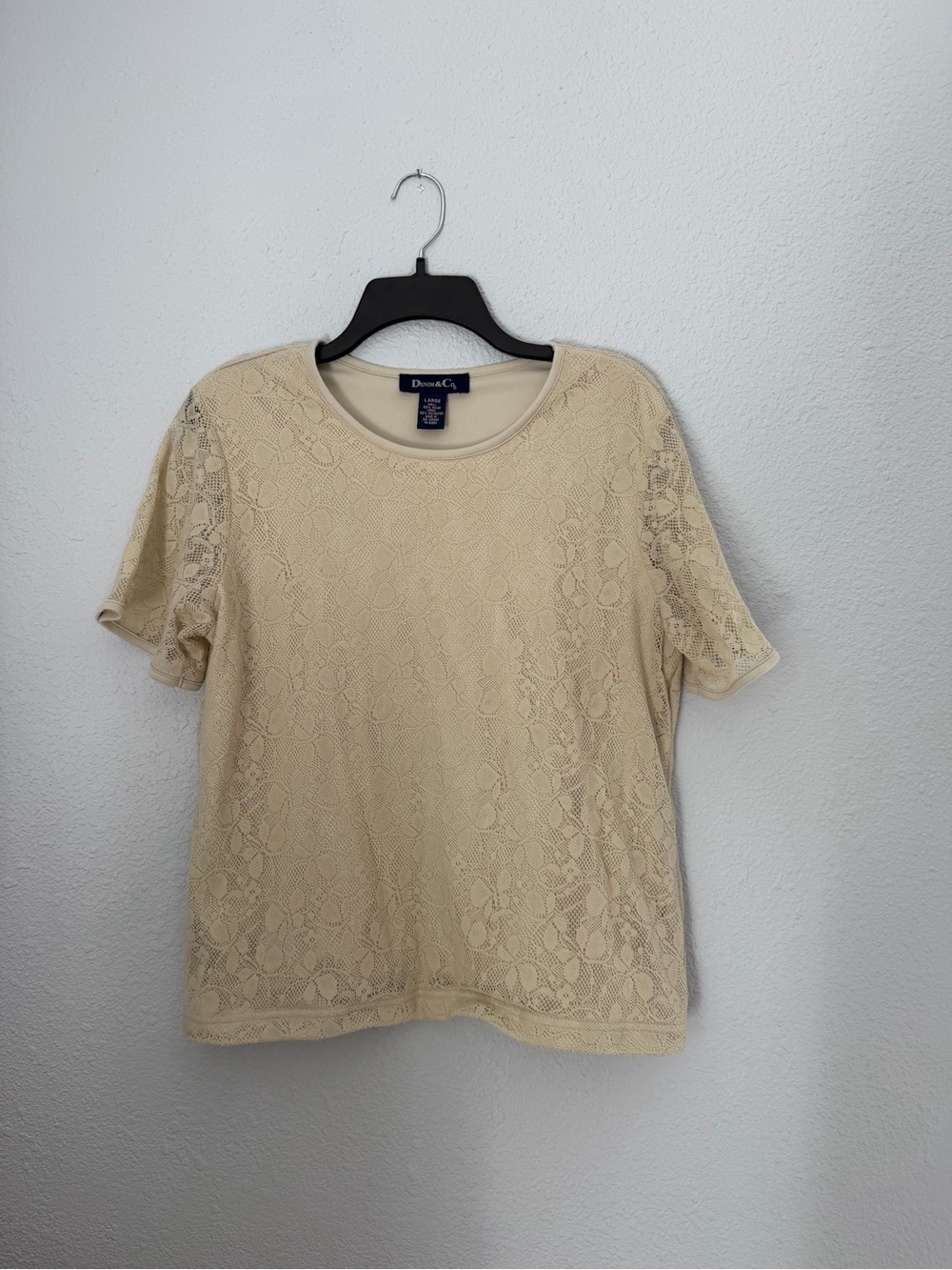 Denim & Co. Lace Short Sleeve Top